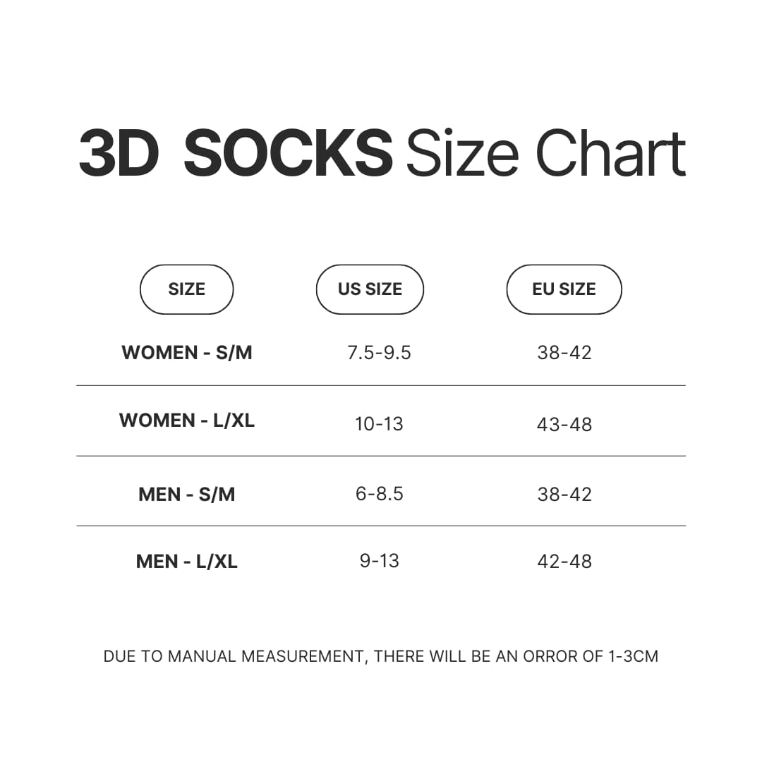 3D Socks Size Chart - Saiki K Store